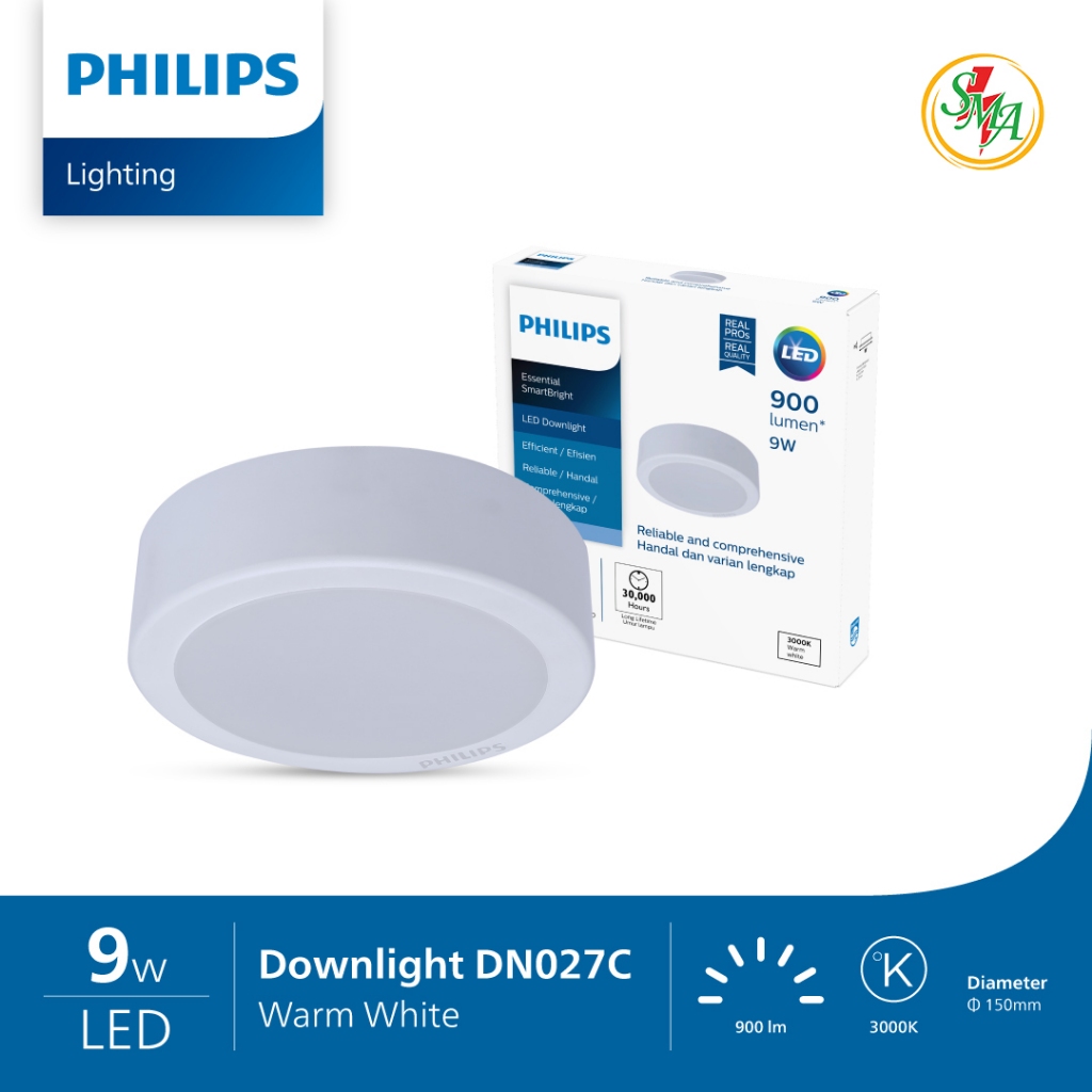 Lampu Downlight Philips DN027C 9 Watt LED Outbow Bulat Philips