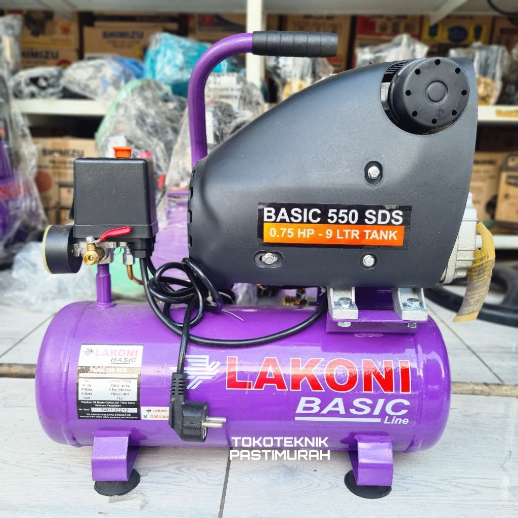 Kompressor Angin Lakoni 0.75HP / Lakoni Basic 550 SDS 0,75HP 9 Liter