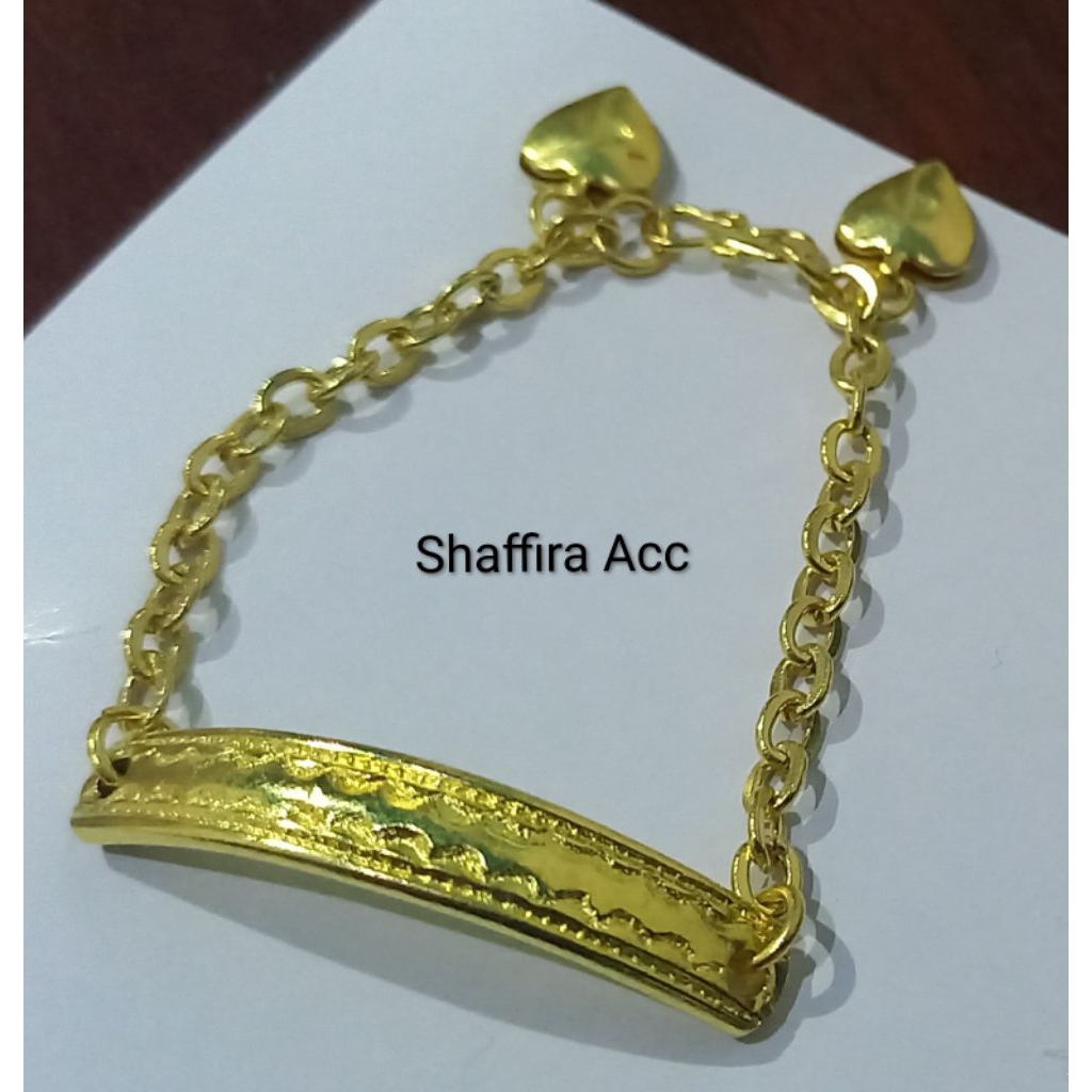 GELANG TANGAN RANTAI PLAT UKIR ASLI KUNINGAN ANTI KARAT WARNA GOLD EMAS 24 MURAH / UKURAN LENGKAP