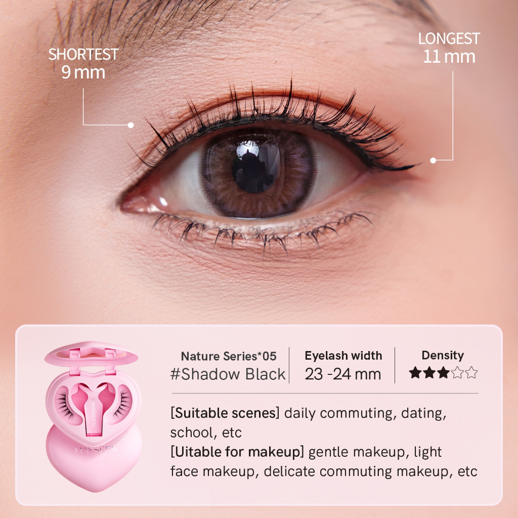 MAYSEEN-Magnetic Lashes NO.5 Shadow Black- Tanpa Lem Reusable 100% Original - Bulu Mata Magnet Natur
