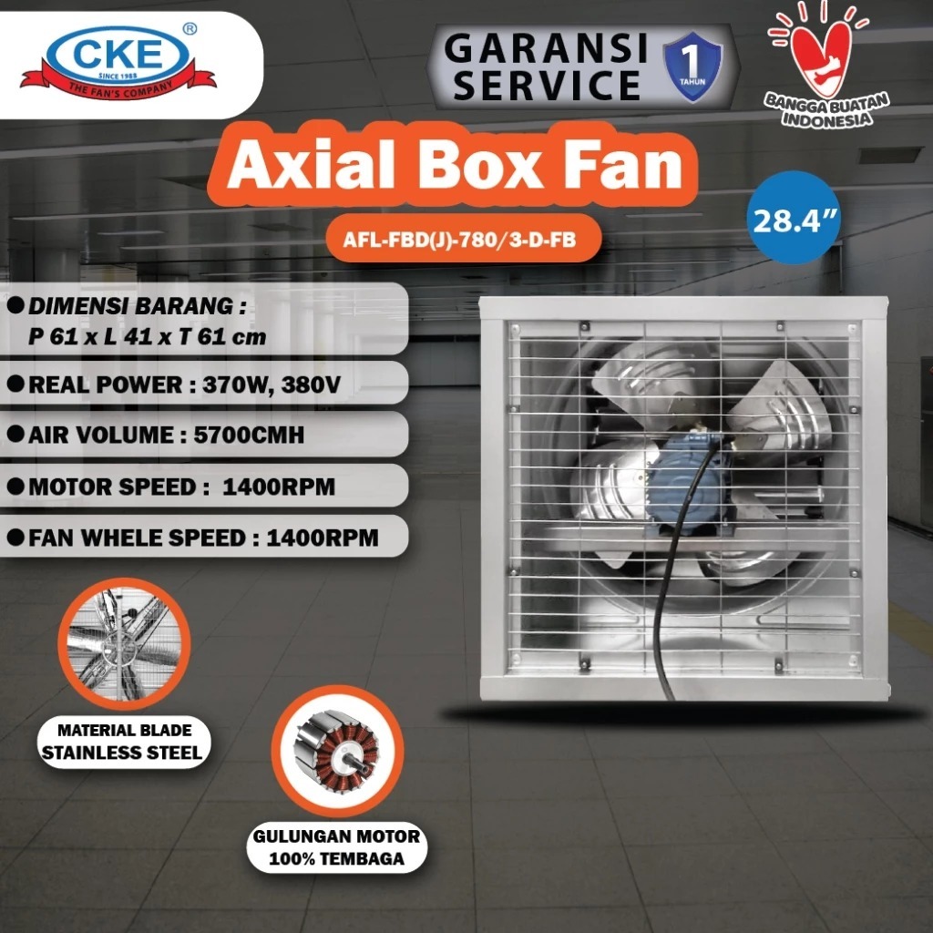 CKE Axial Box Fan 28.4 Inch Kipas Kandang Ayam Industri Blower Ventilasi Udara Peternakan 3 Phase