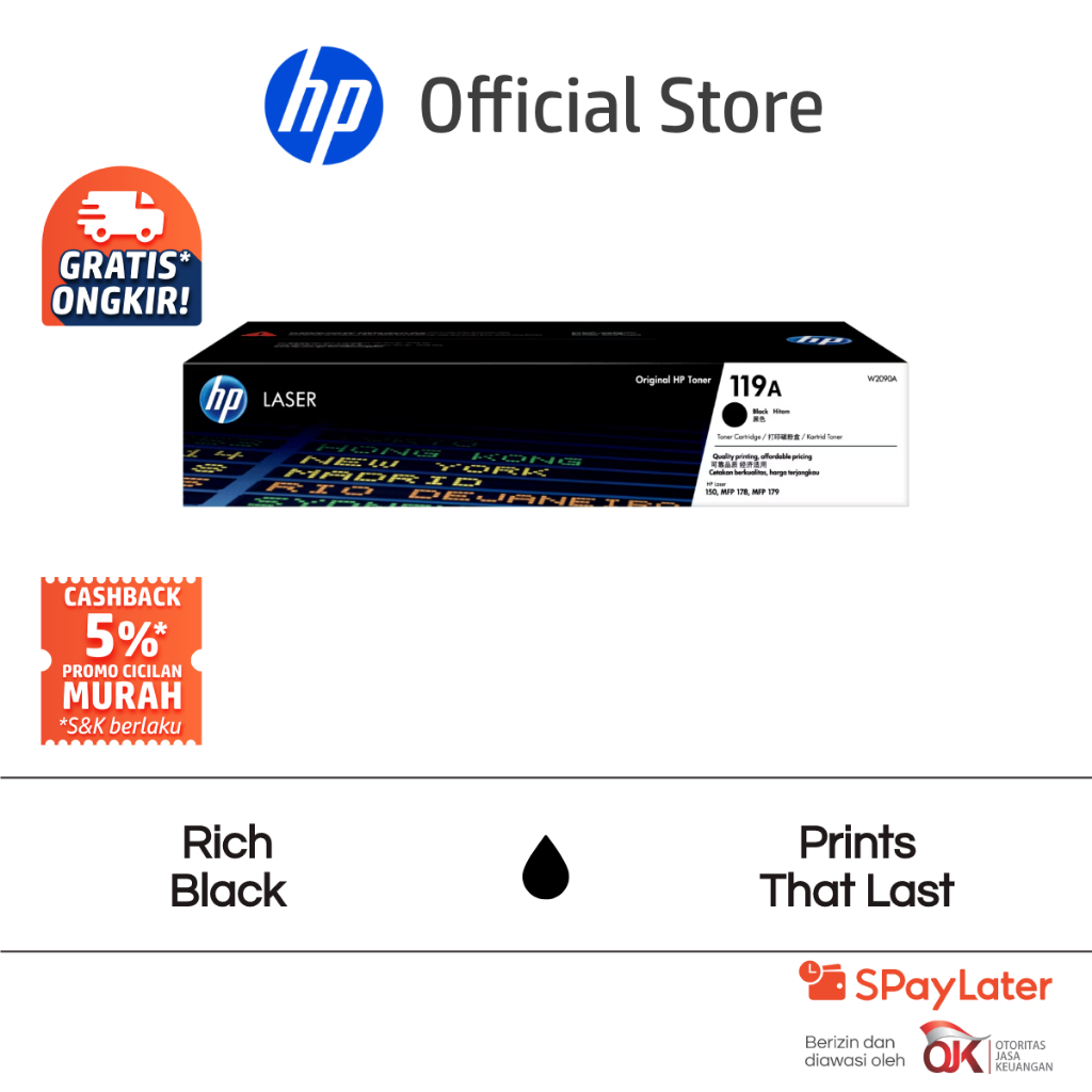 Tinta Printer HP 119A Black Original Laser Toner Cartridge Hitam Cartridge Asli / Cyan / Yellow / Ma