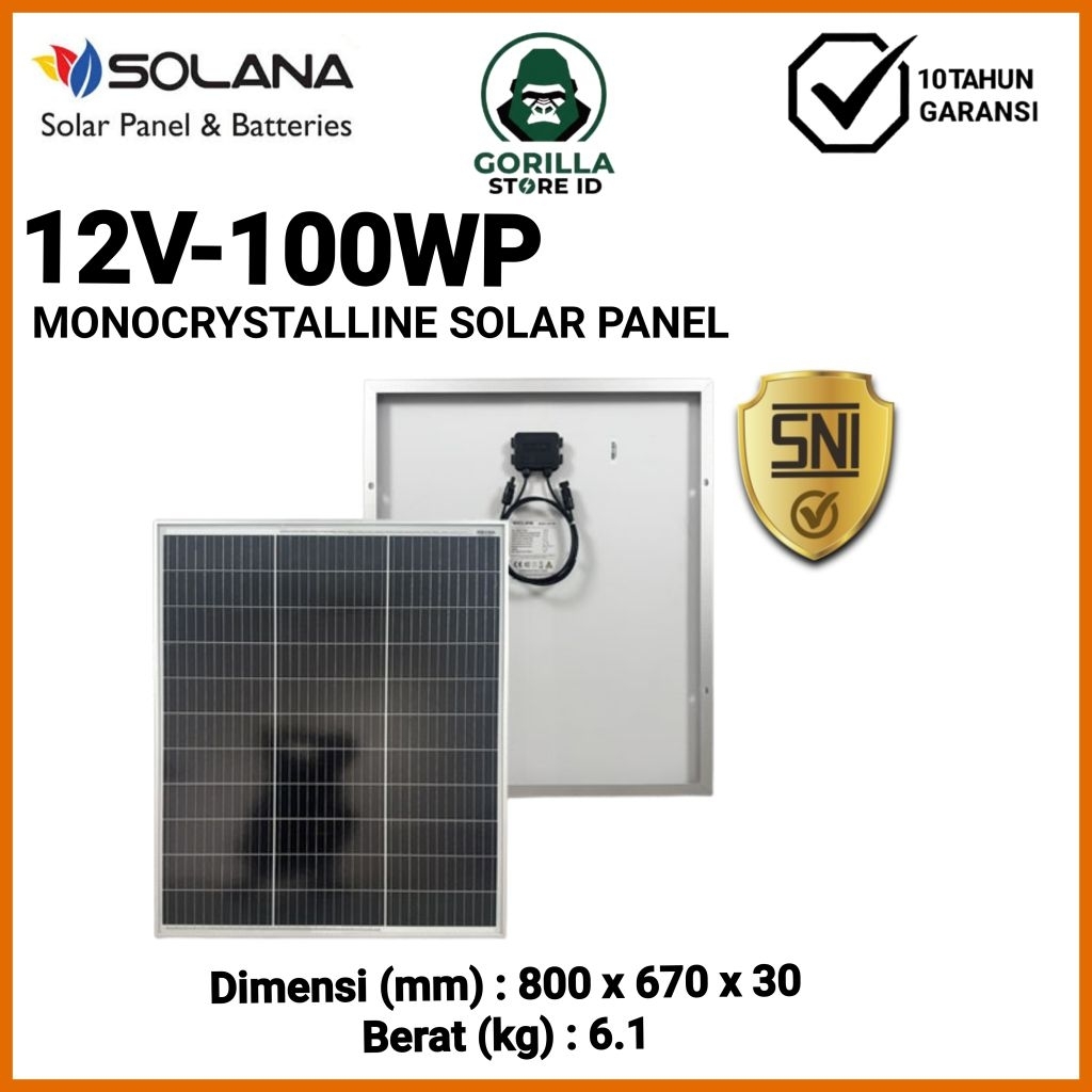 SOLAR PANEL 100WP SOLANA SOLAR CELL MONOCRYSTALLINE