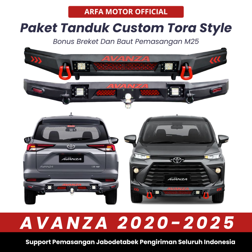 Paket Tanduk Depan Belakang Custom Tora Avanza 2020-New Pelindung Pengaman Bemper Depan Rear Guard