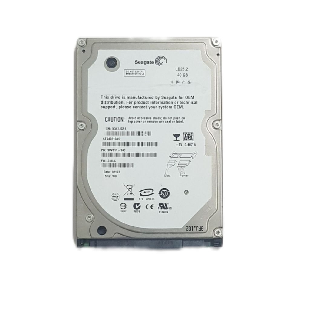 Hardisk Laptop Notebook Seagate 40 Gb 2,5" Original Second Normal Tested