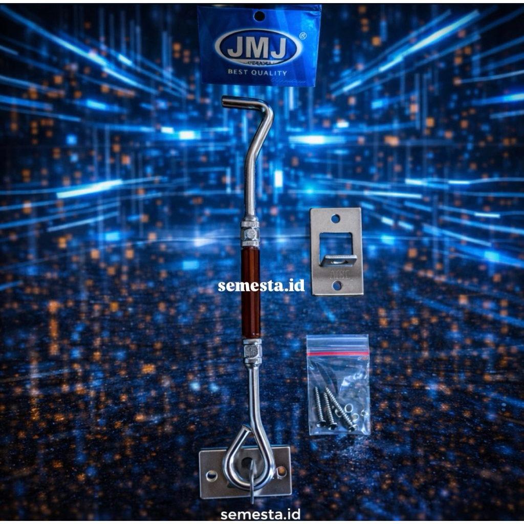 Hak Angin Segi 8” JMJ Natural Coklat Muda  | Hak Minimalis Segi | Hak Angin Penahan Jendela | Window