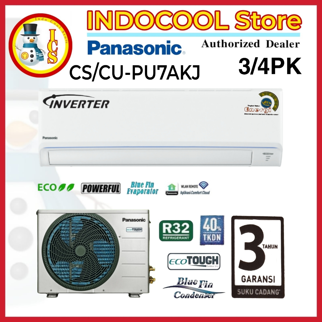 Panasonic Ac Inverter 3/4 PK PU7AKJ - EcoTough Bluefin R32