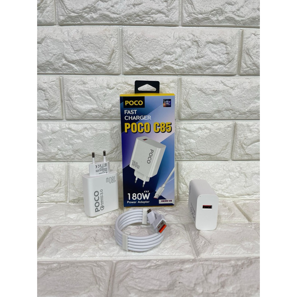 Charger Ori Poco C85 180W Fast Charging Casan isi daya cepat V8 Micro Type C