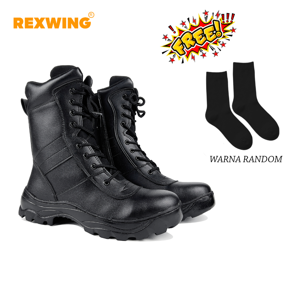 Rexwing - Sepatu PDL Safety Boots Pria Sepatu Kerja Ujung Besi Shoes High Outdoor