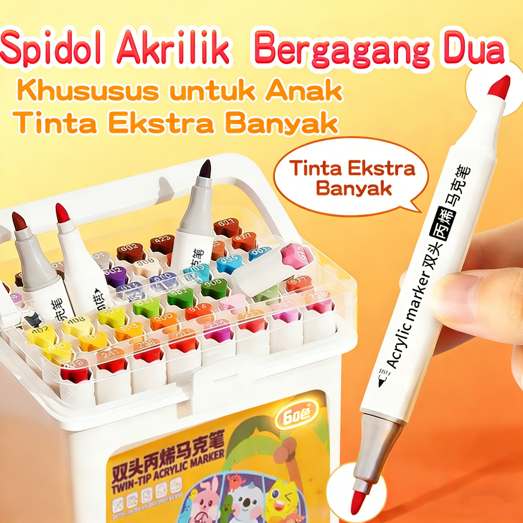 {COD}AIGD Spidol Warna 2in1 Kepala Lebar & Tipis | Isi Warna Luas + Garis Detail Akurat spidol kepal