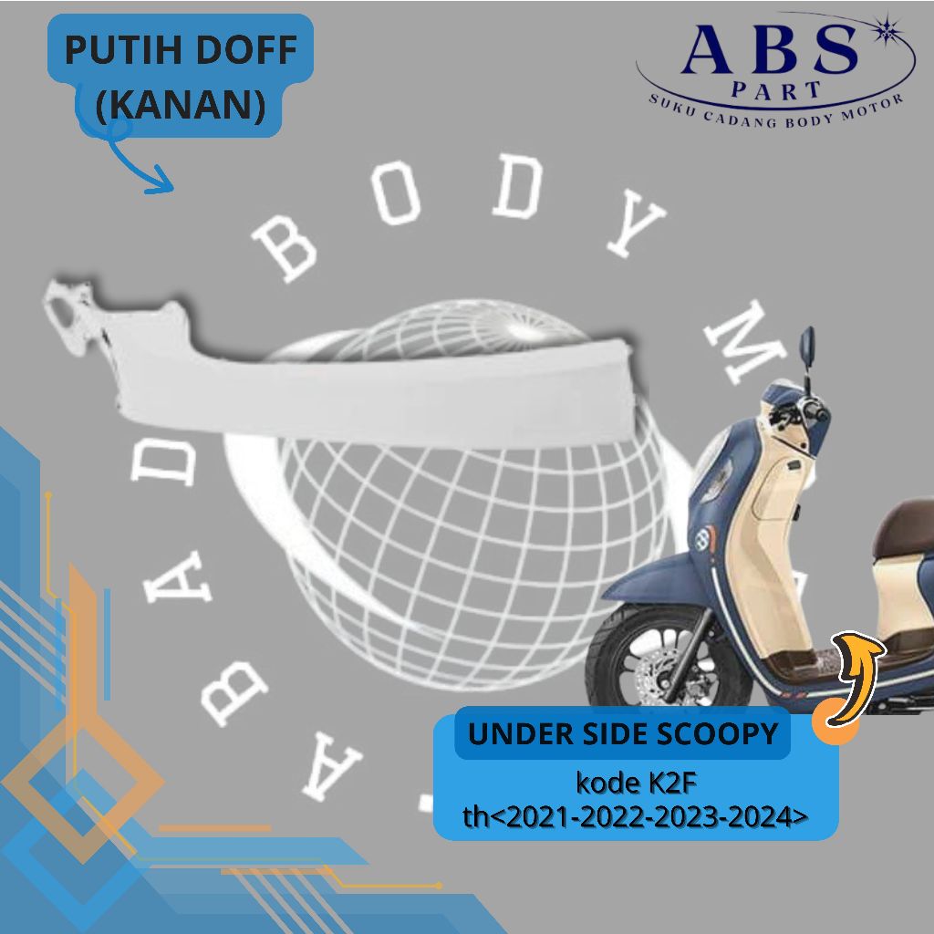 cover under side scoopy prestige k2f putih dof dek bawah kanan scoopy 2021 2022 2023 sirip bawah