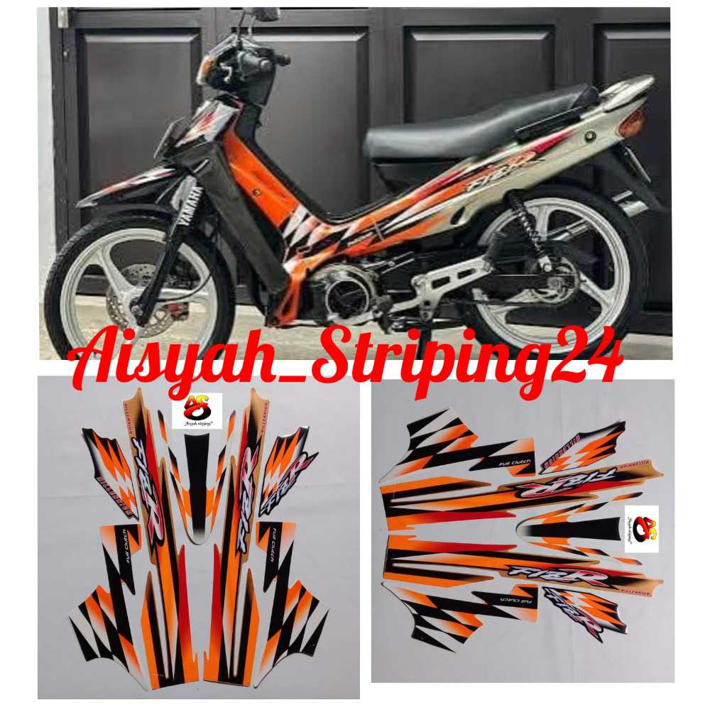 stiker striping lis bodi motor Yamaha FizR milenium silver orange