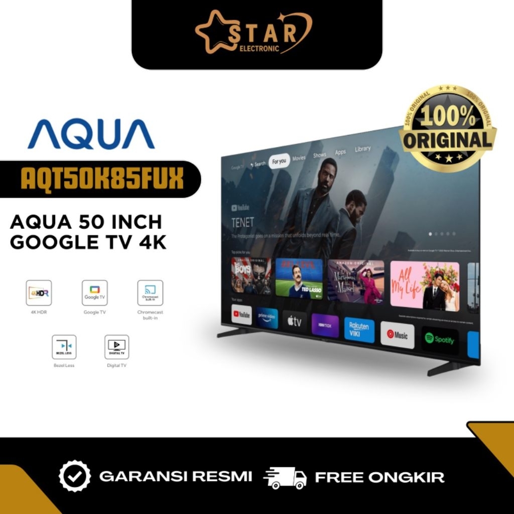 TV LED AQUA 50 INCH AQT50K85FUX SMART GOOGLE TV 4K UHD