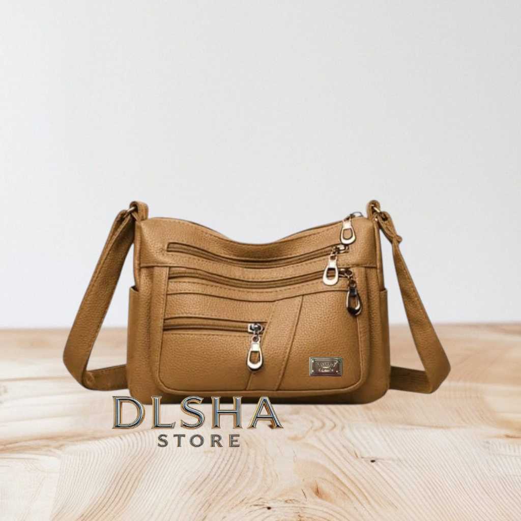 DLSHA Tas Selempang Banyak Resleting Fashion Cewek Wanita Model Terbaru Elegan Murah Terbaru 2026 de