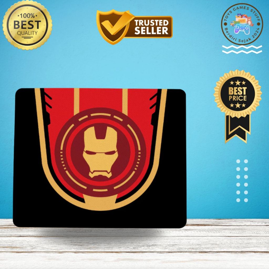 Mousepad Marvel Iron Man 20x24 cm - Alas Mouse Gaming Komputer Laptop Anti Slip Waterproof Rubber
