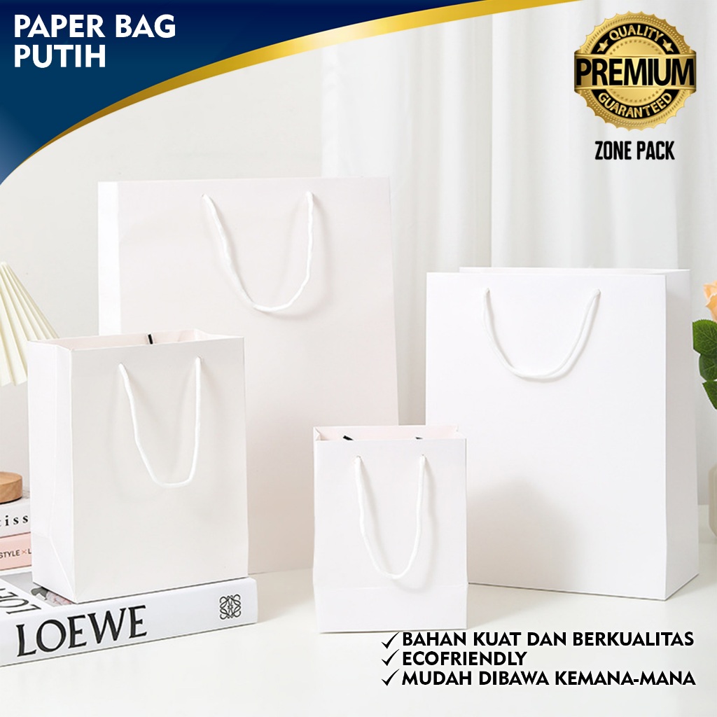 Paper Bag Putih | Paper Bag Putih Polos Souvenir | Paper Bag Gift Bag Ulang Tahun