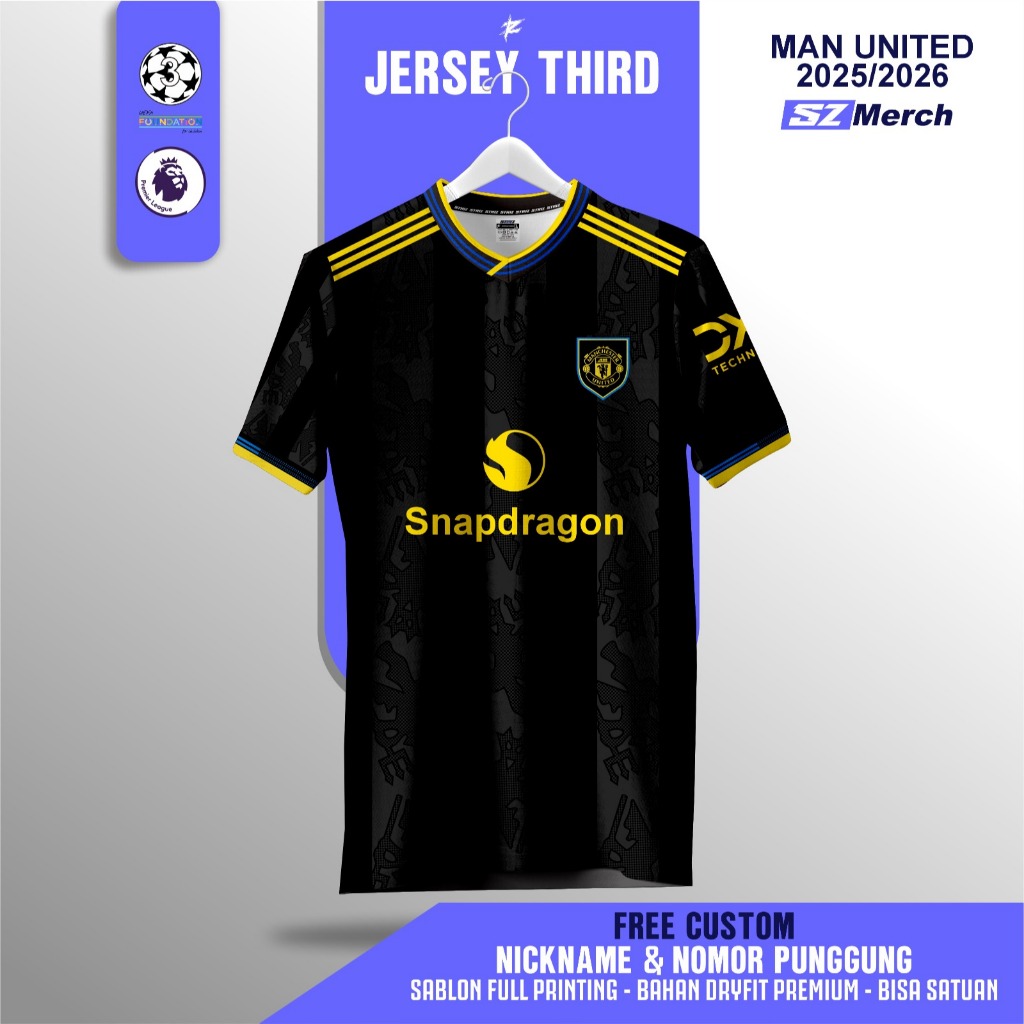 SZ Merch - JERSEY CUSTUM MU THIRD 25/26 HITAM/ JERSEY CUSTOM / JERSEY FOOTBAL / JERSEY FUTSAL / JERS