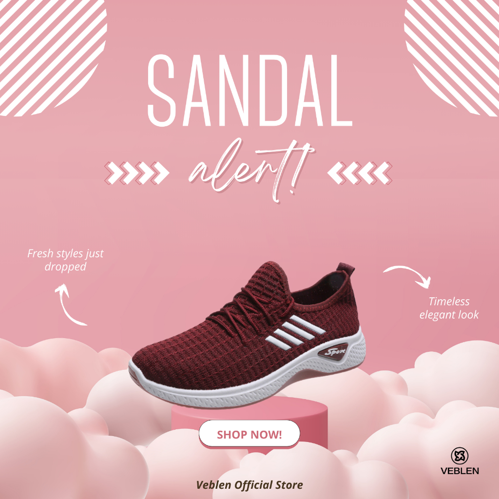 VEBLEN OFFICIAL STORE Sepatu Sneaker Wanita Cewek Modern Sport Santai Kerja Kuliah Sirkulasi Udara