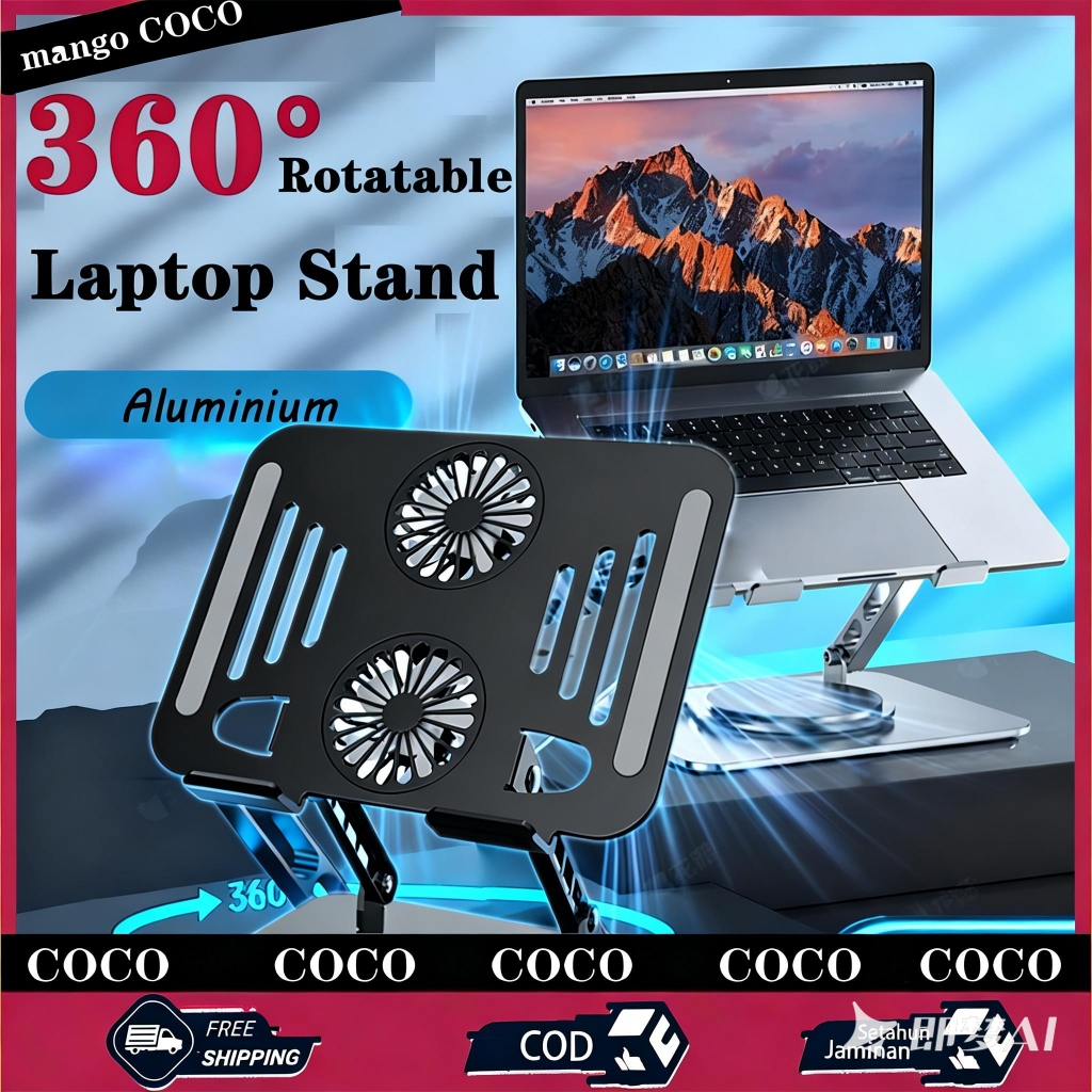 NEW Stand Cooler Laptop 720 Rotatable Aluminium Fan Cooler Cooling Pad Laptop Lipat