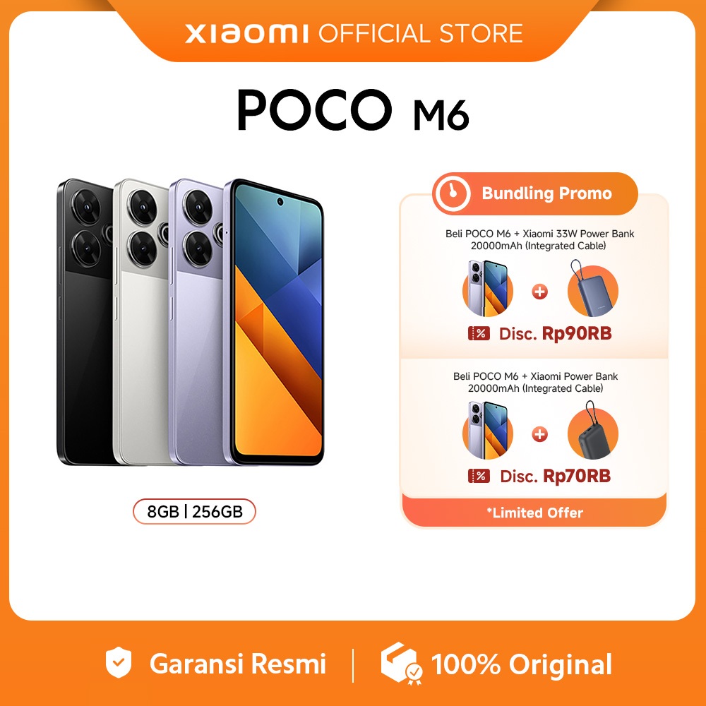POCO M6 (8GB/256GB) | Kamera utama 108 MP kelas pro | Helio G91-Ultra yang tangguh [ Official Store 