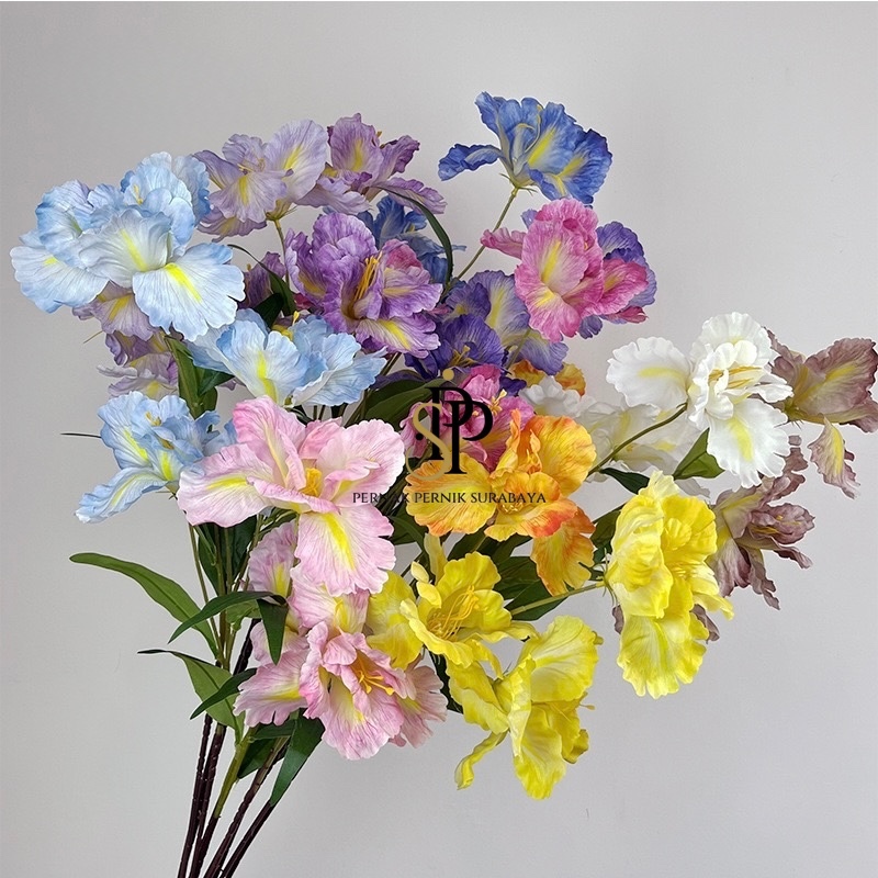 IRIS X3 BUNGA PALSU IRIS ARTIFICIAL FLOWER BAHAN KAIN JUMBO 15CM HIASAN PELAMINAN DEKORASI WEDDING T
