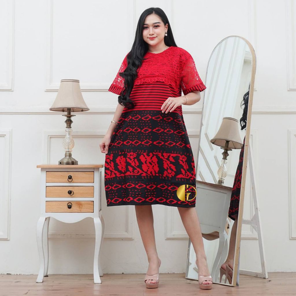 DRESS TUNIK KOMBINASI BROKAT CANTIK