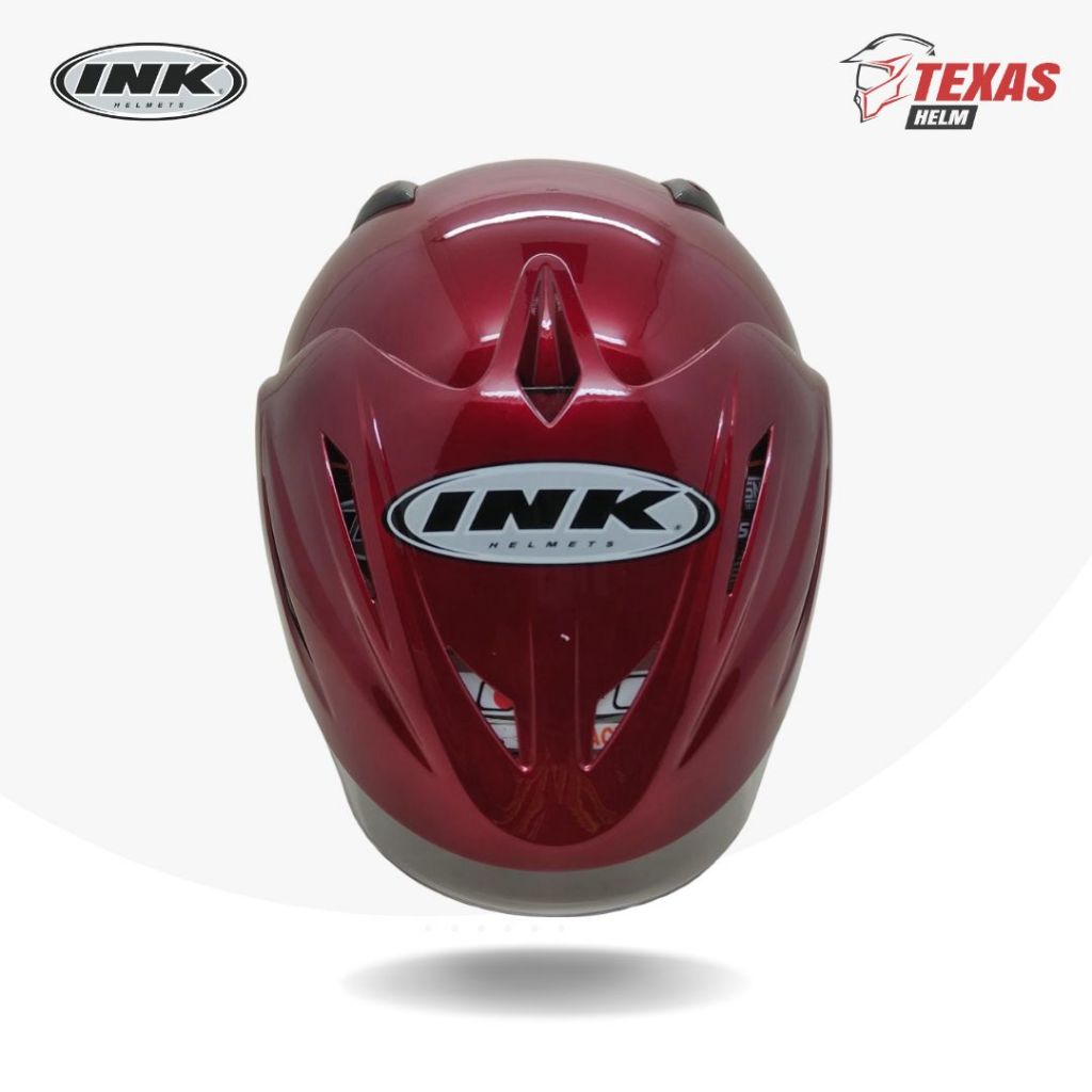 Helm INK CX25 Merah Marun (Red Maroon) Original 100% - INK Helmet Solid Half Face CX 25