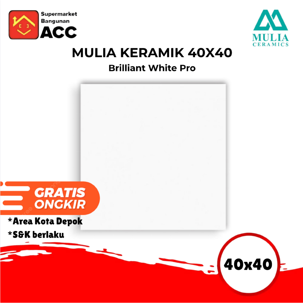 Keramik lantai 40x40 - Keramik - Keramik Lantai - Mulia Keramik 40x40 Brilliant White Pro KW 1