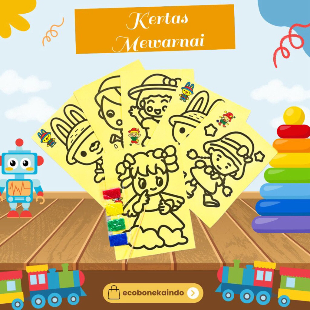 Kertas mewarnai per pcs melukis pasir ukuran kecil mainan mewarnai pasir pasiran edukasi anak kertas
