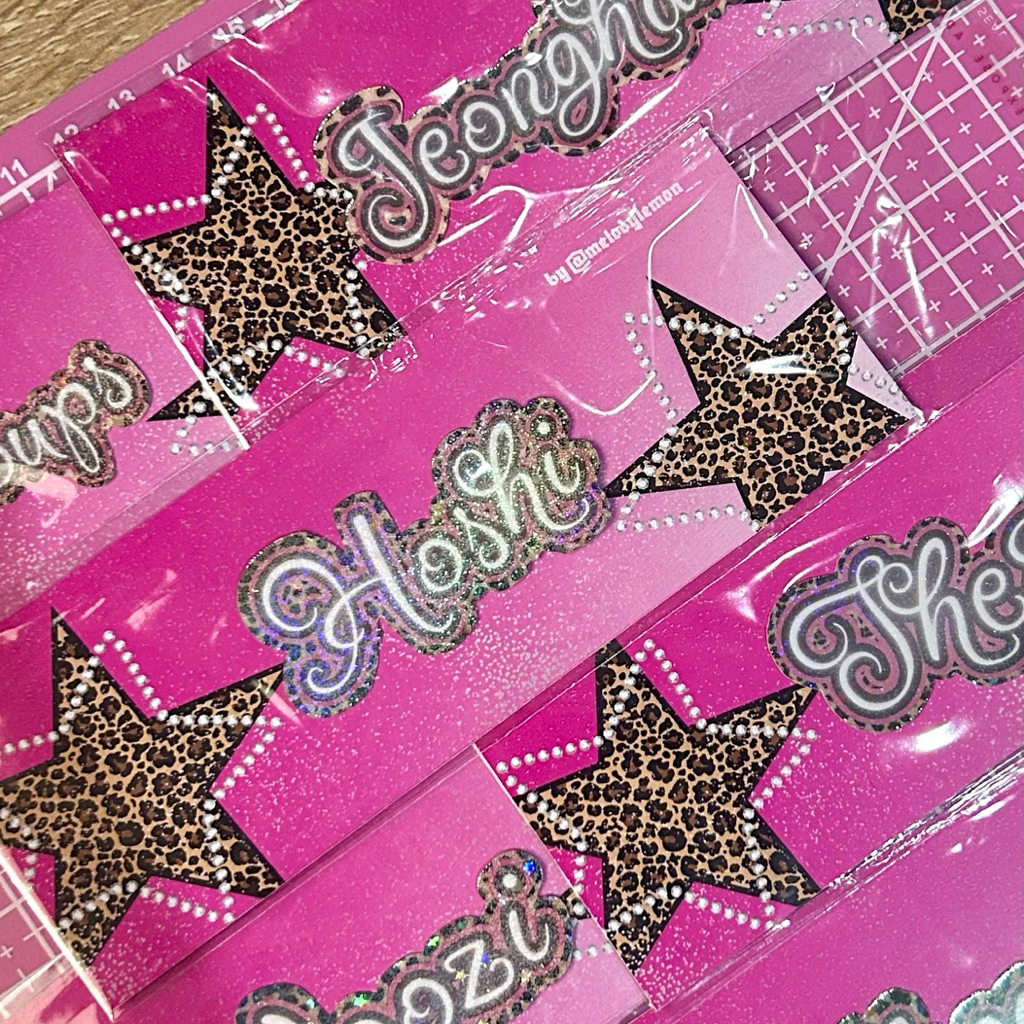 SEVENTEEN Name Die Cut Sticker Cheetah Print | Sticker Nama Seventeen Scoups Jeonghan Joshua Jun Hos