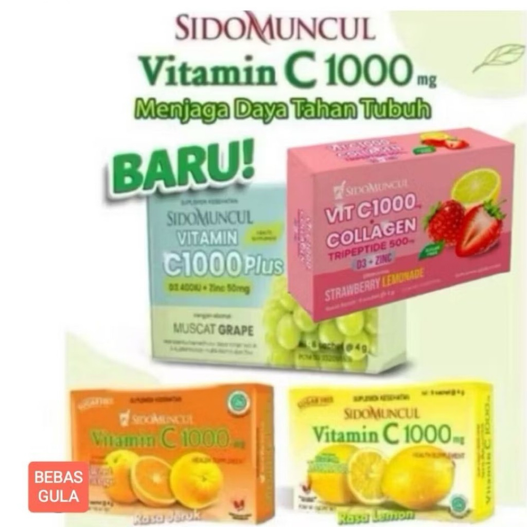 SIDOMUNCUL VITAMIN C 1000 MG BOX 6 SACHET JERUK LEMON COLLAGEN