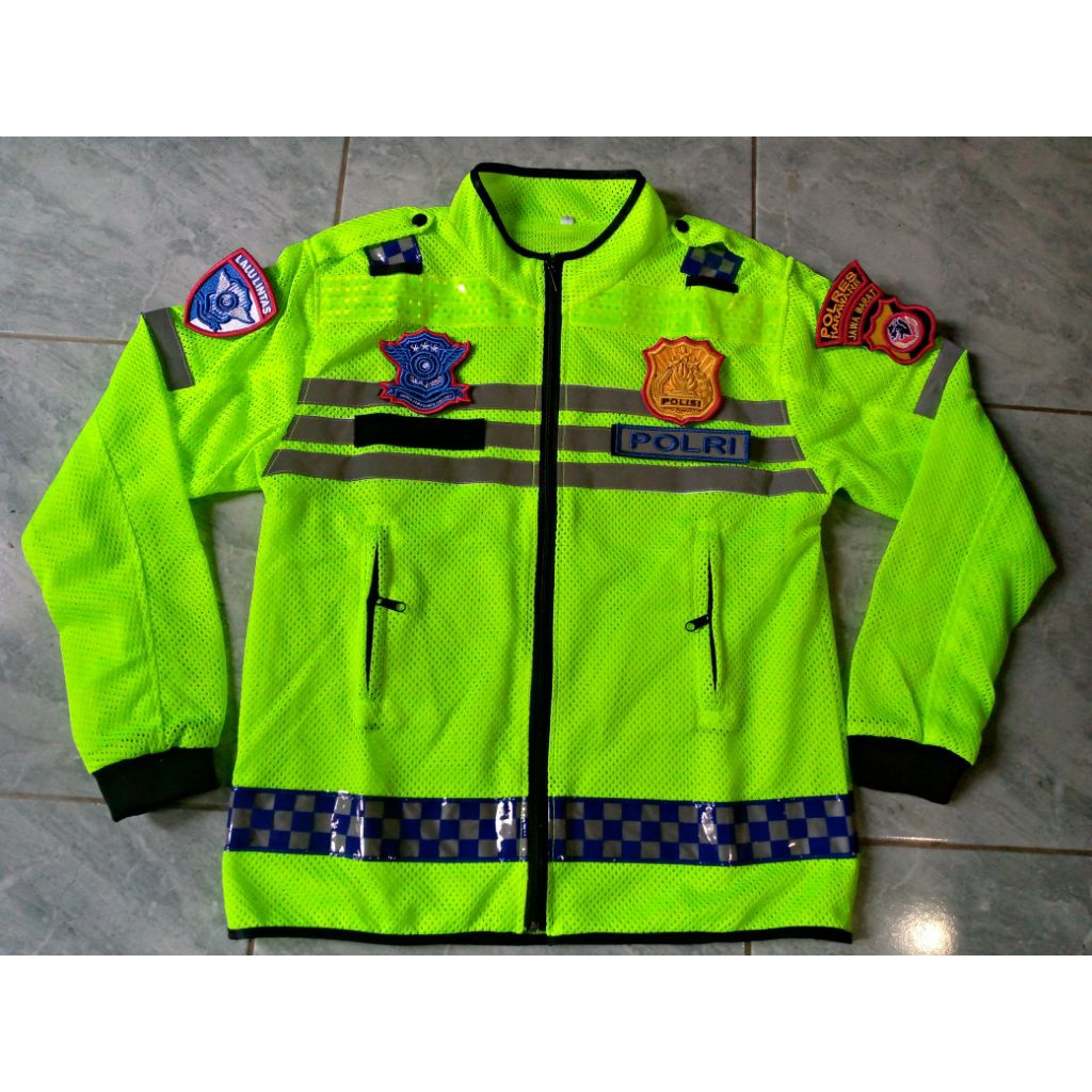 Jaket jaring polisi full atribut