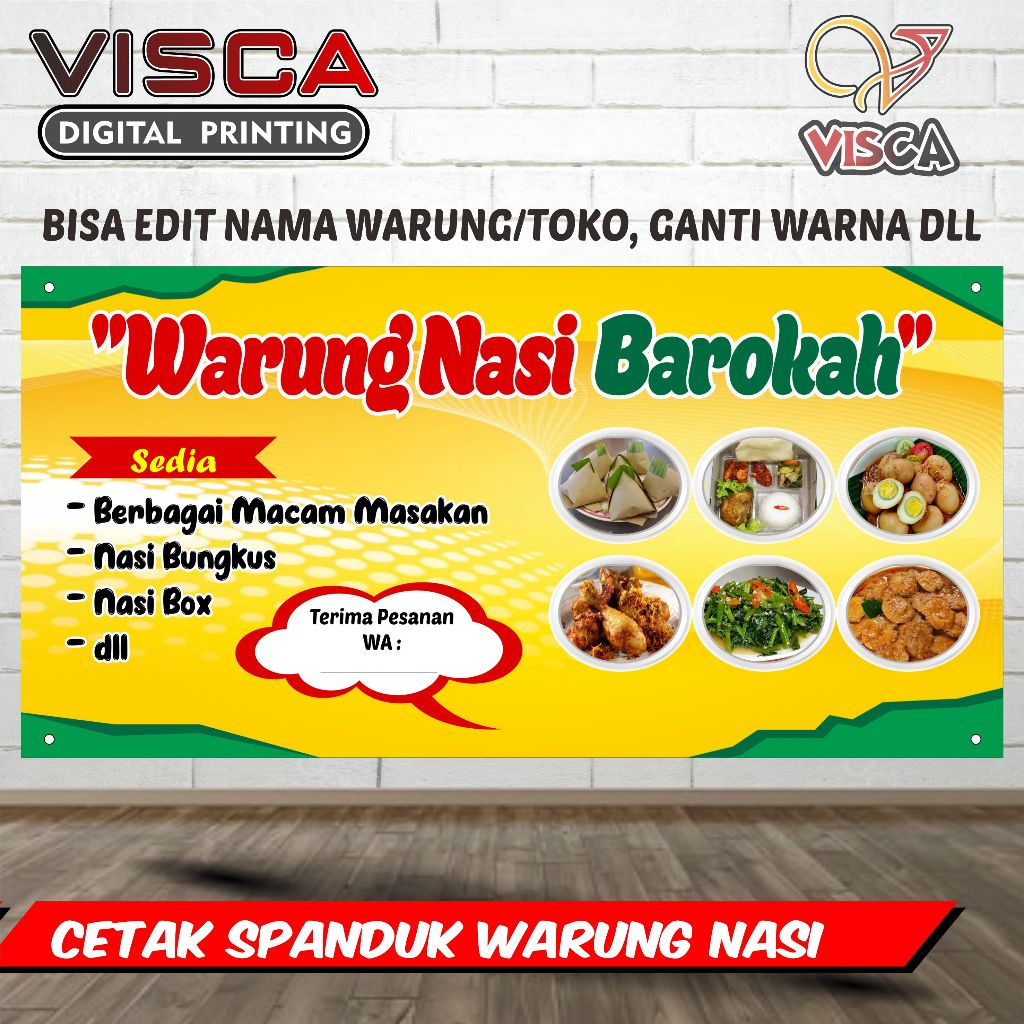 Bisa COD / Spanduk Warung Nasi / Banner Warung Nasi