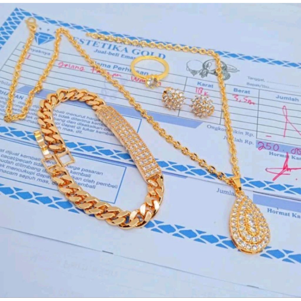 Set Perhiasan Liontin Labu Permata Gold Berlapis Emas Muda Asli Free Surat Dari Toko Kami Bestseller