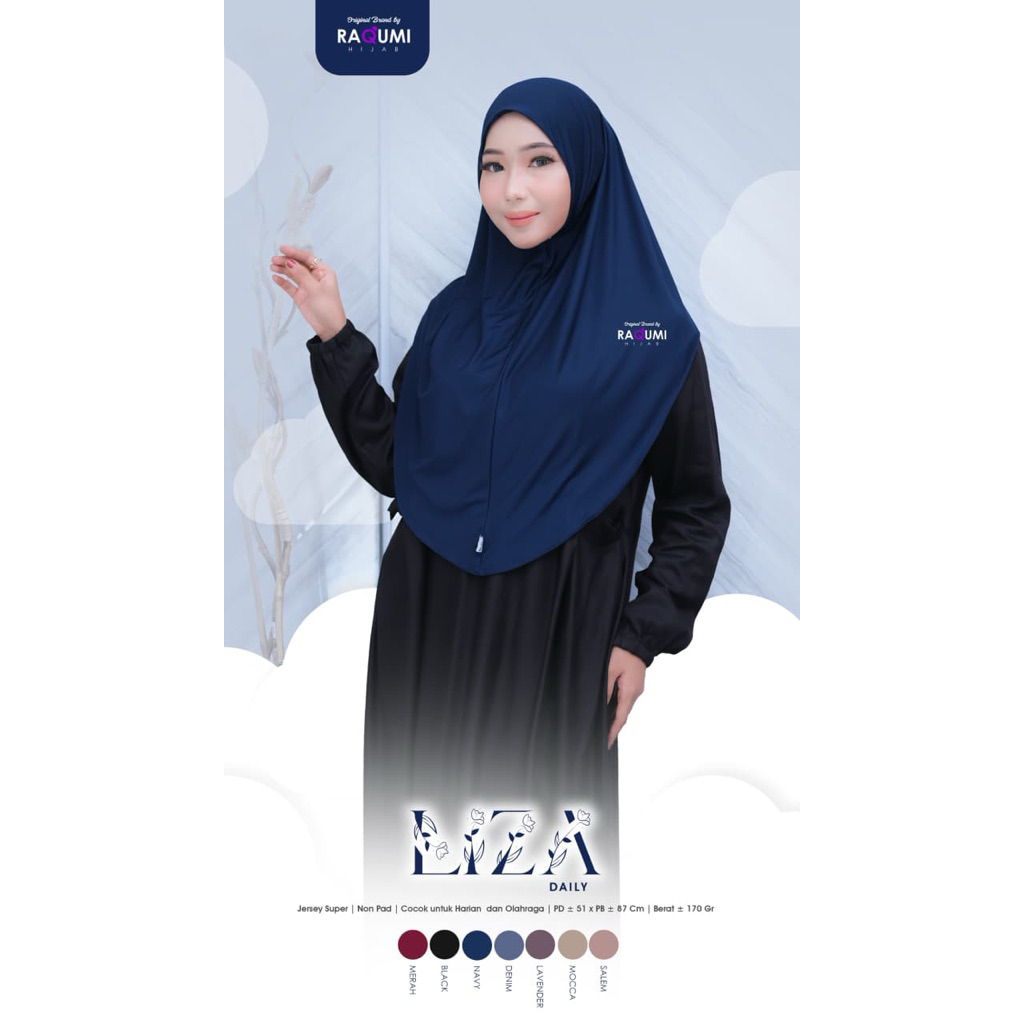 Liza Daily Hijab Original Raqumi Hijab Wanita Jersey Licra Hijab Instant Liza Raqumi