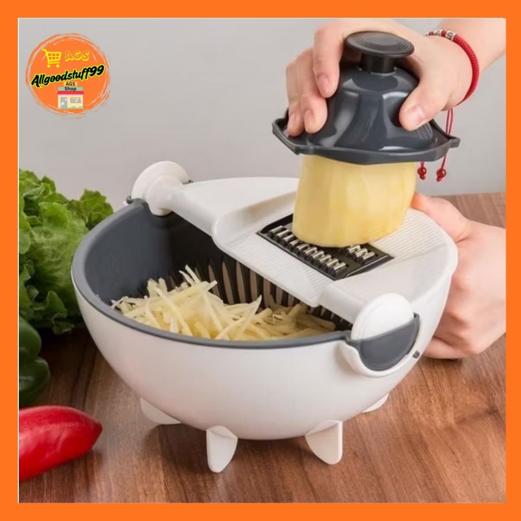Pemotong Sayur 5 In 1 Dengan Peeler Dan Wadah Mangkok Saringan Wet Basket