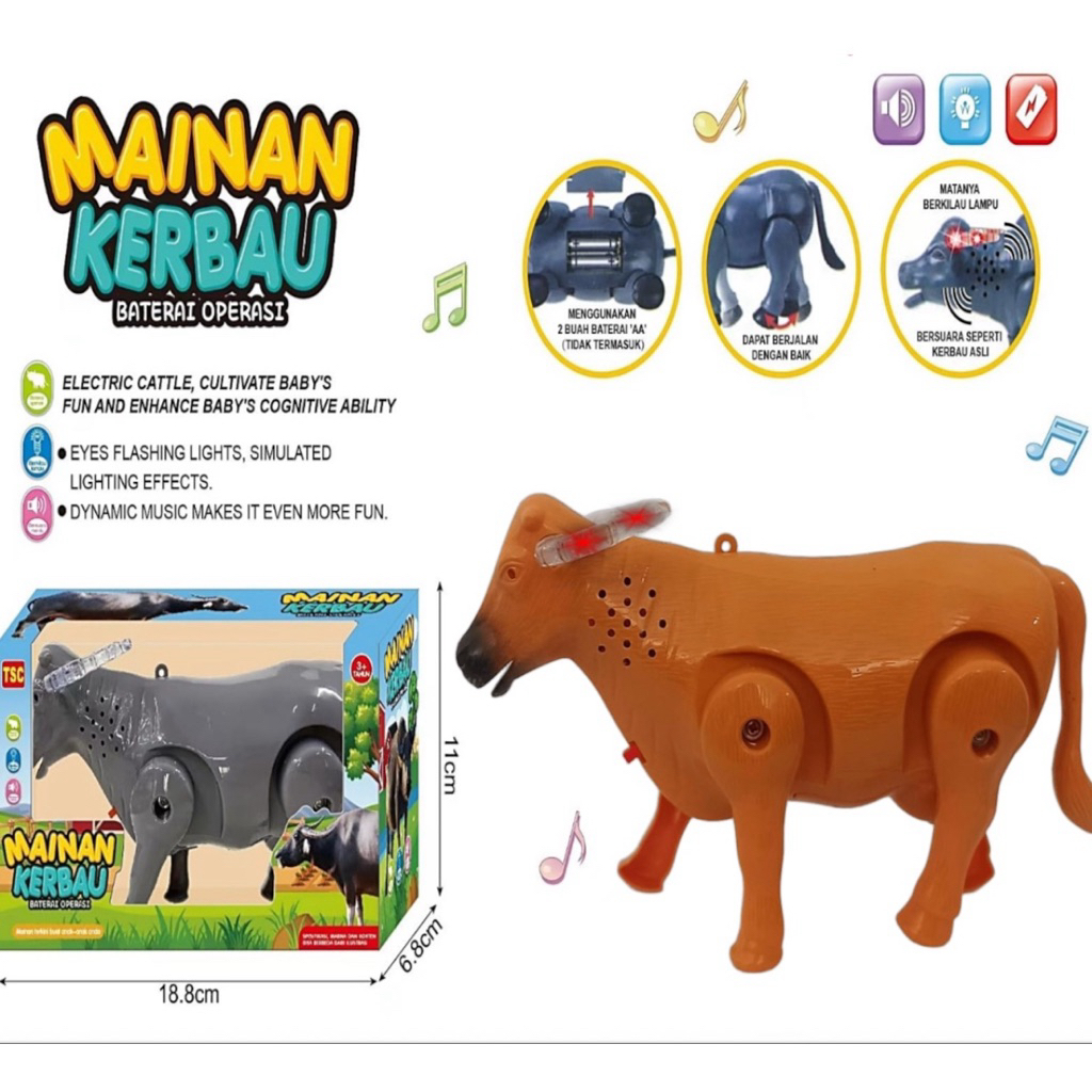 Mainan Anak Kerbau Dapat Berjalan Mainan Hewan lucu