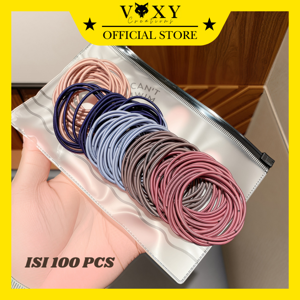 Ikat Rambut Elastis Warna Warni Isi 100 Pcs Kunciran Gelang Karet Ikat Rambut Karet