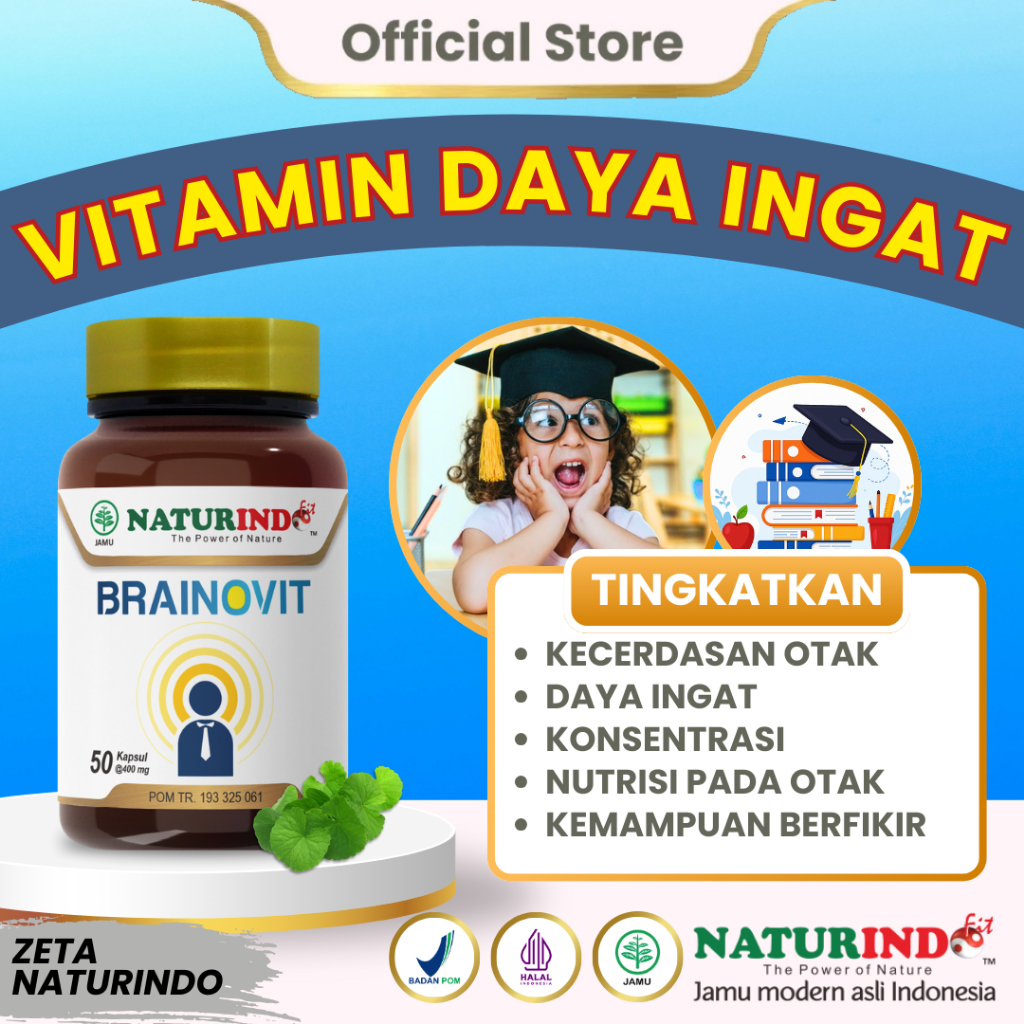 BRAINOVIT Vitamin Daya Ingat Kecerdasan Otak Suplemen Daya Ingat Anak & Dewasa ZETA NATURINDO