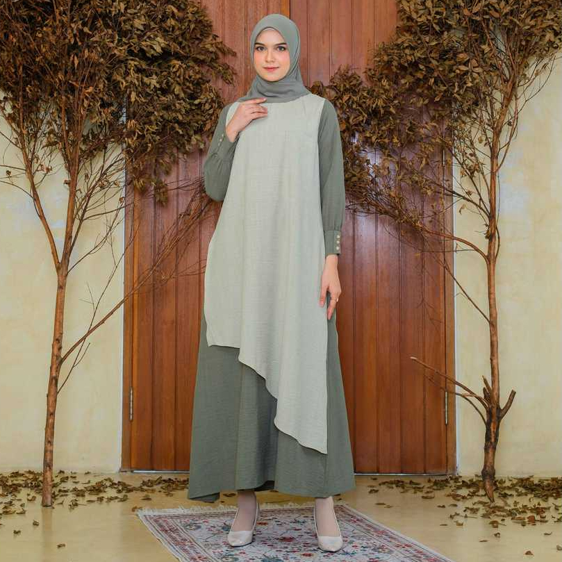 RILLEY - Gamis Wanita Vireya | Gamis Wanita Busui | Gamis Bahan Doby QN