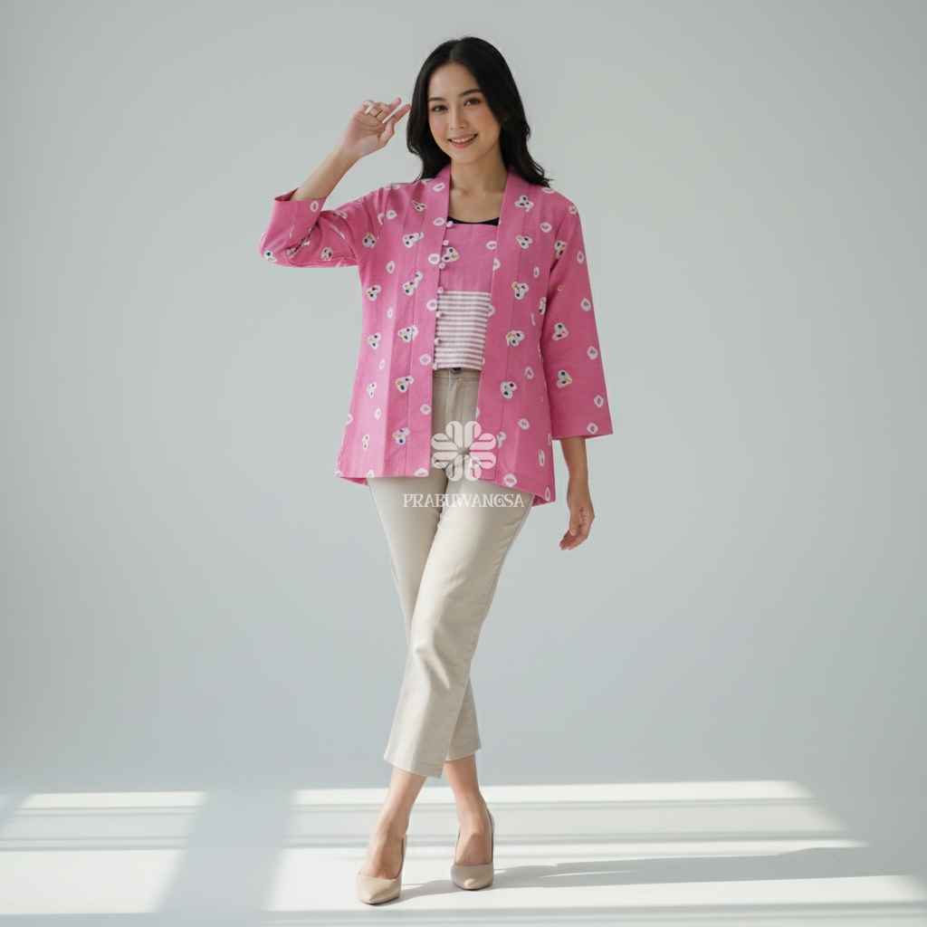 PRABUWANGSA BATIK - Kebaya kutu baru jumputan warna pink