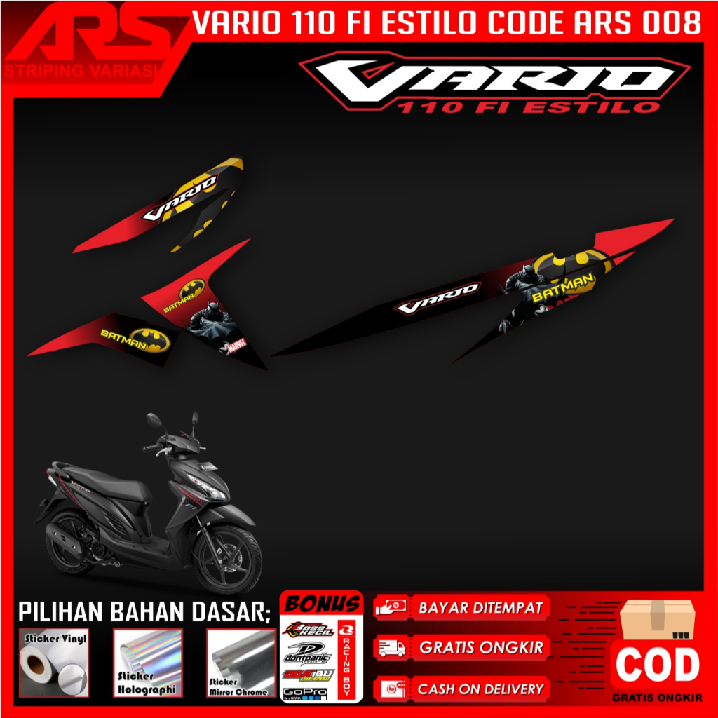 STIKER STRIPING MOTOR VARIO FI 110 /VARIO LED 110 STRIPING VARIASI ANTI PUDAR 1 SET CODE ARS 008