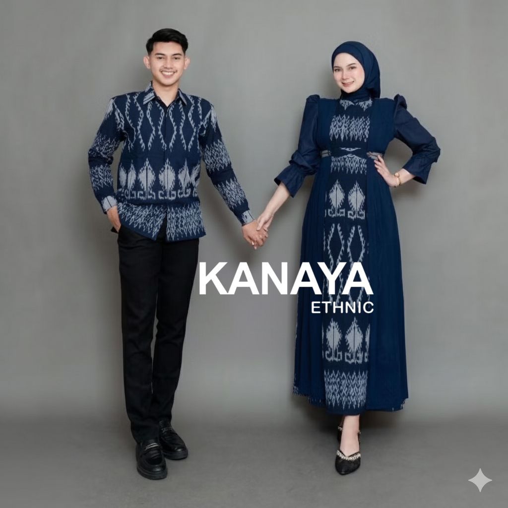 BAJU TENUN SAFITRI NAVY COUPLE // COUPLE TENUN // COUPLE LEBARAN // BAJU TENUN // BAJU PASANGAN