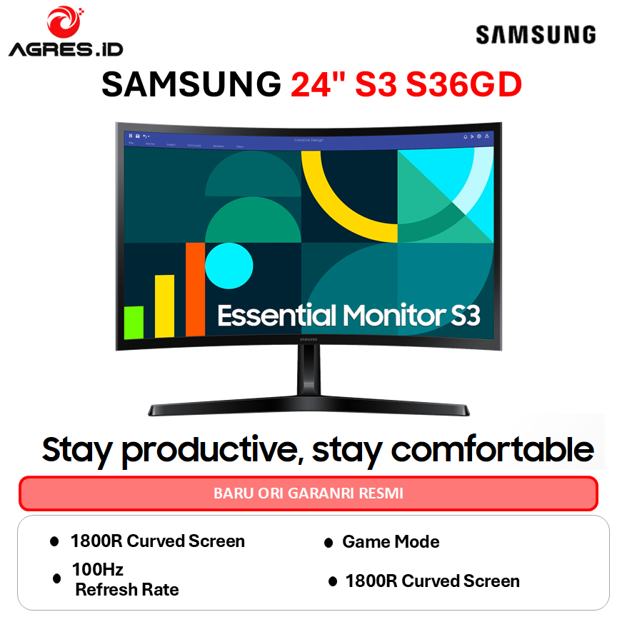 SAMSUNG 24" Essential Monitor S3 S36GD FHD