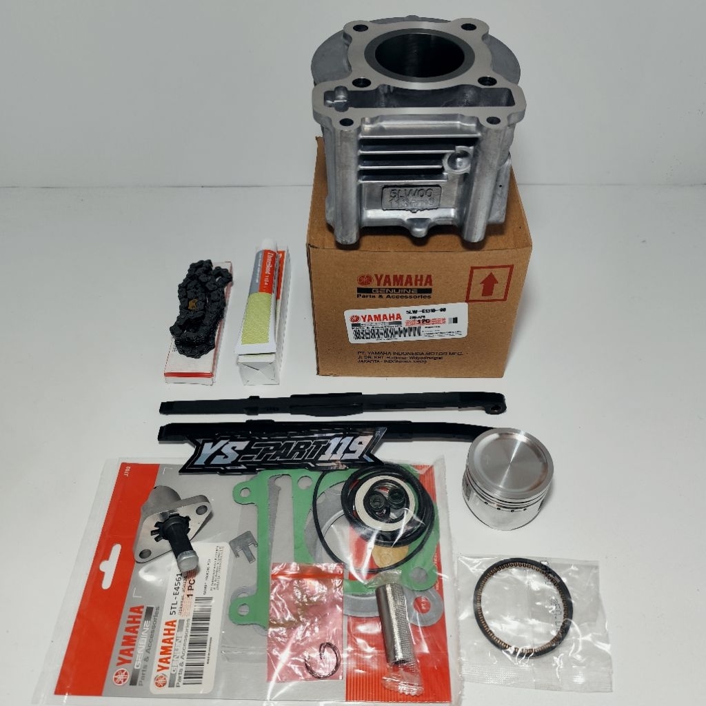 Blok Seher Komplit Set Piston Ring 5TL +Topset+Karet Tensioner+Rantai Keteng+Tonjokan Keteng+Lem Thr