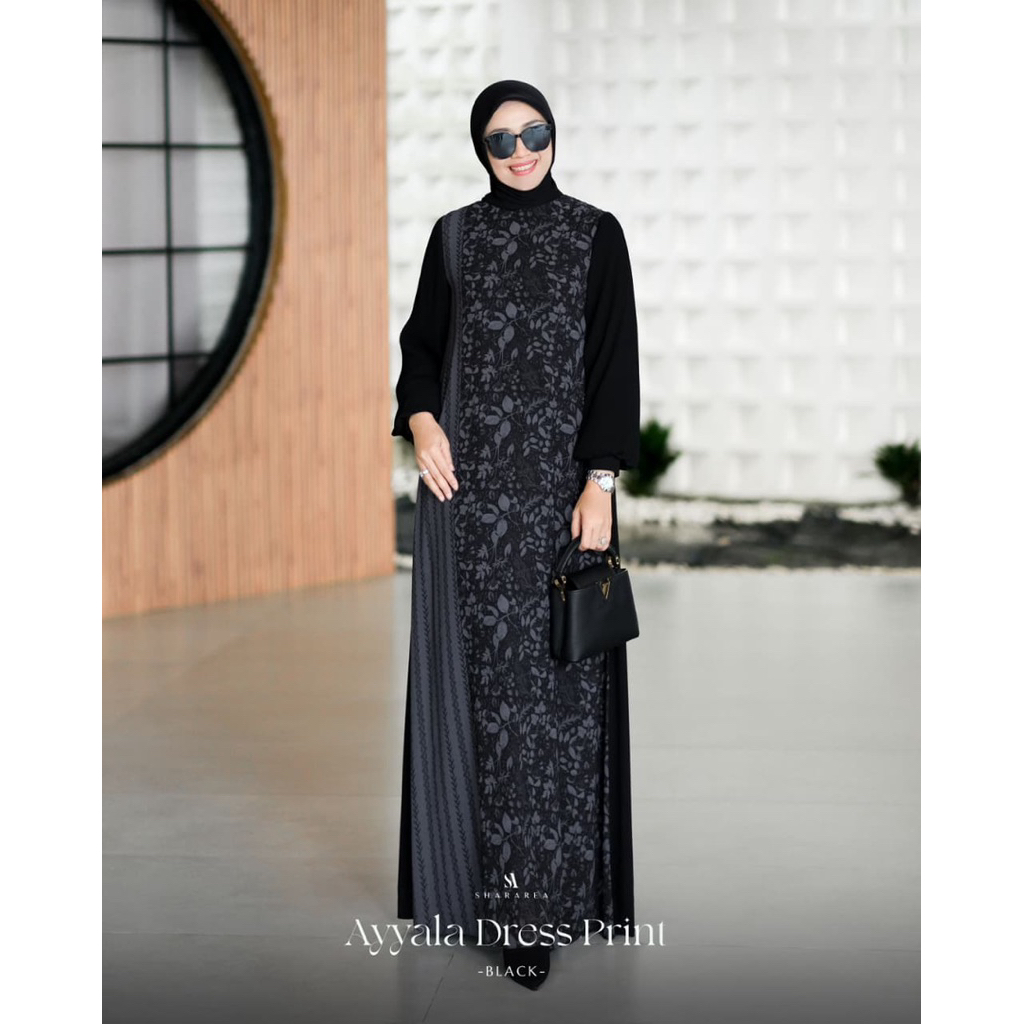 Ayyala Dress Print by Shararea | Dress Kondangan Gamis Lebaran Semi Formal