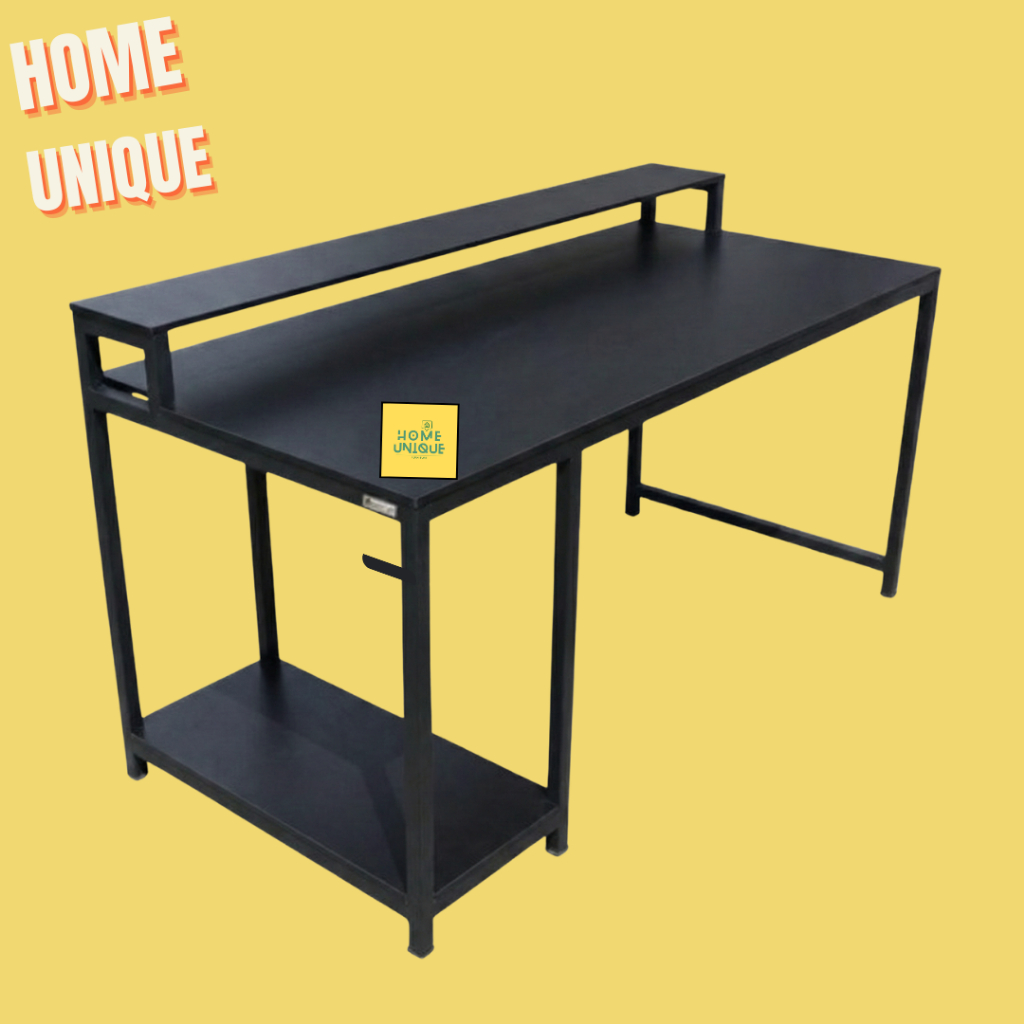 HOMEUNIQUE MEJA BELAJAR RAK / MEJA KERJA KANTOR MINIMALIS RAK BUKU RAK CPU