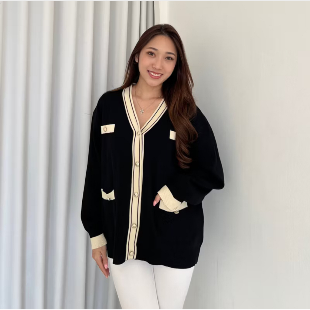 CARDIGAN MELISSA READY WARNA HITAM CREAM KANCING BIGSIZE JUMBO BANGKOK DECEMBER THAILAND  BLAZER HAN