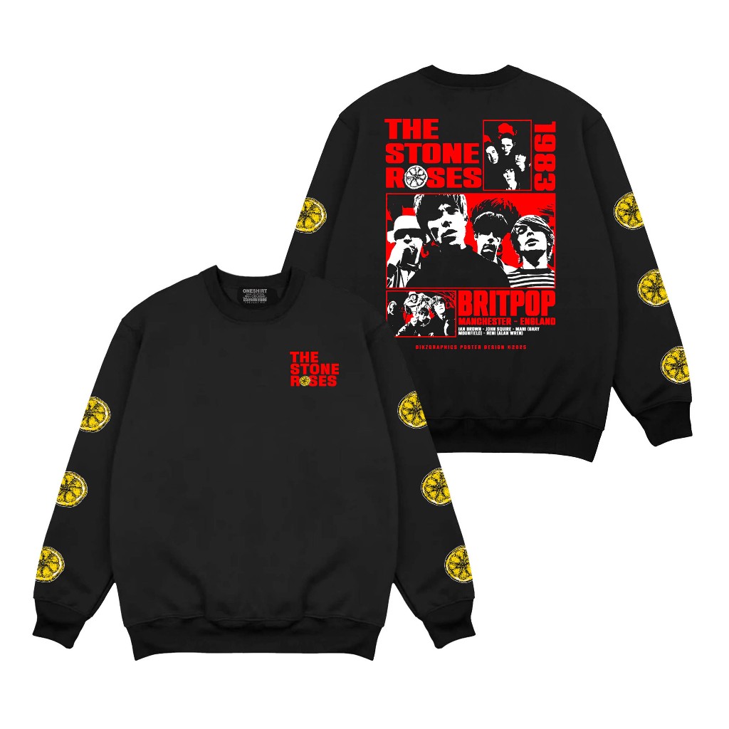 Oneshirt Crewneck ST DB The Stones Roses Red Britpop sweatshirt musik Unisex