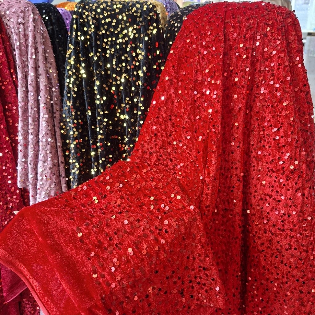 (COD) Kain Beludru Sequin Payet /  Kain Beludru Full Payet Sequin / Beludru Sequin Meteran
